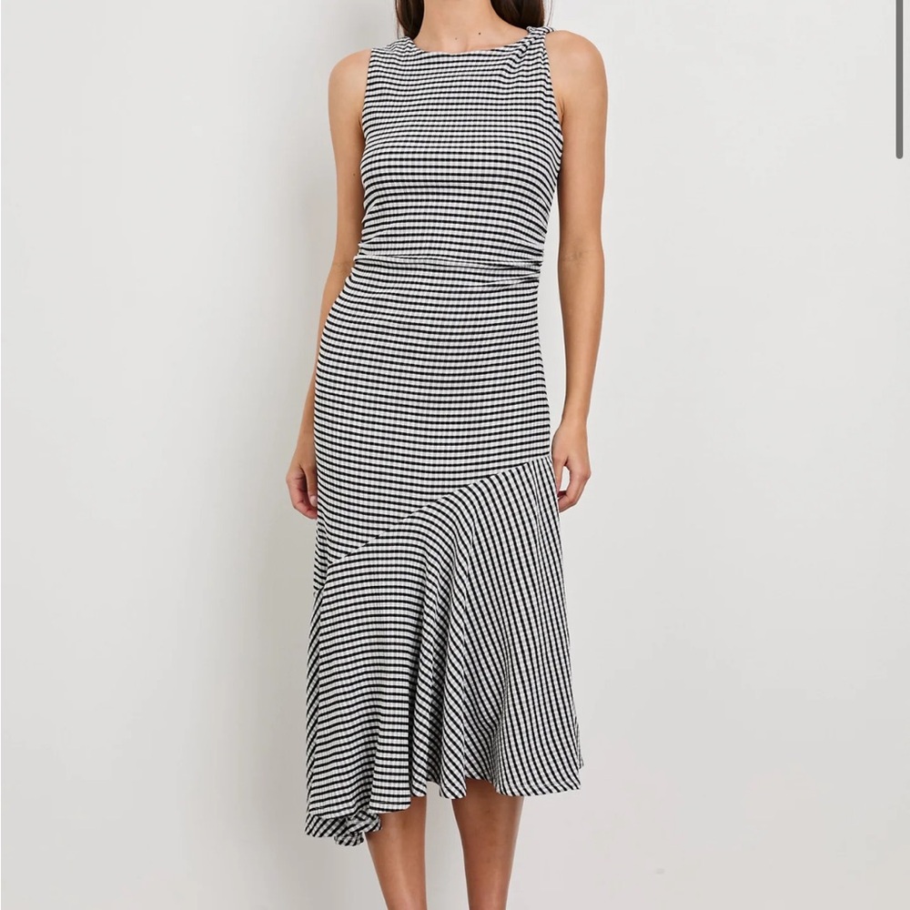 RAILS Dahlia Black and White Gingham Midi Dress size L, never worn.NWT!